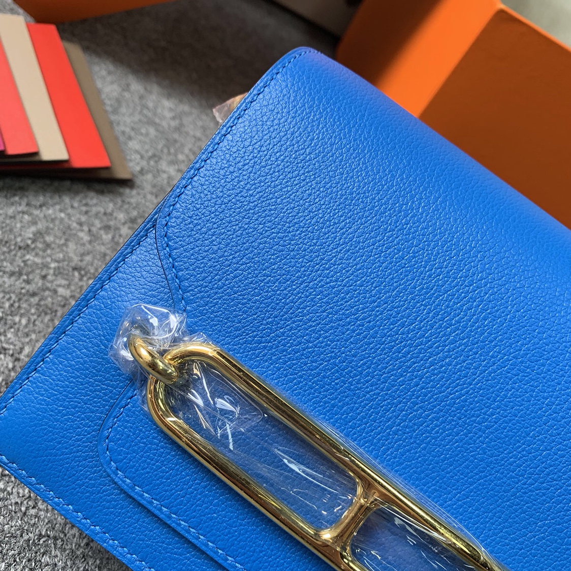 에르메스 룰리스18 블루 잔지바르 금장 에버컬러